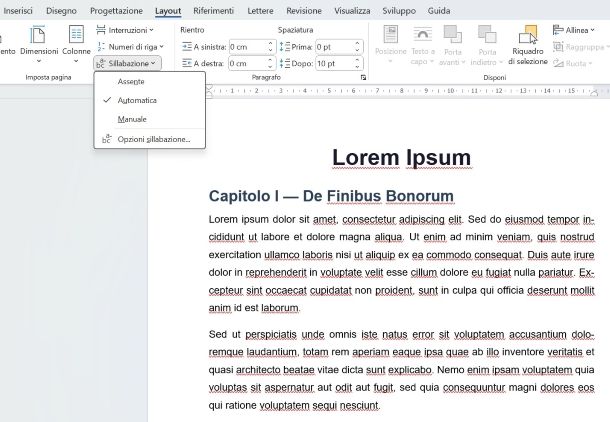 Come eliminare spazi tra parole su Word giustificato