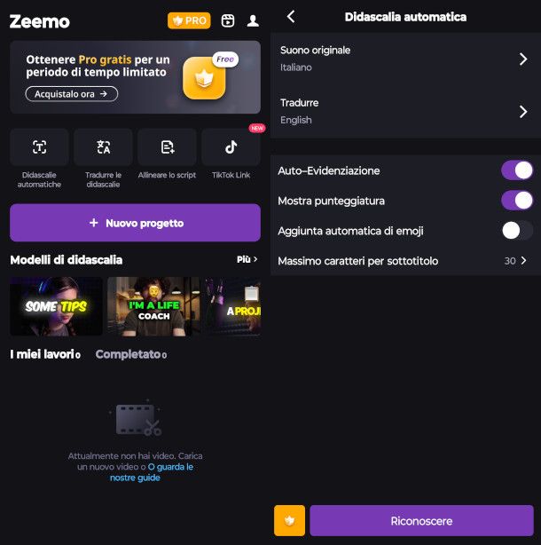 schermate app Zeemo