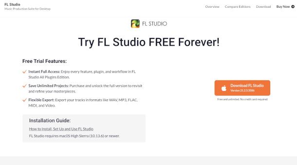 pagina di download fl studio gratis