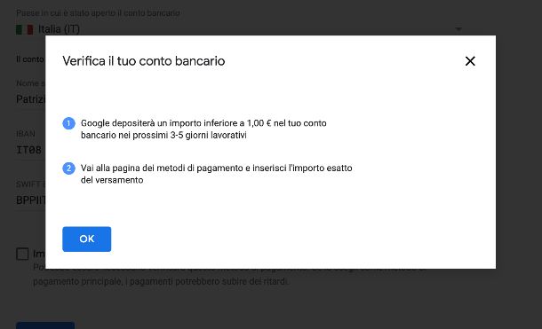 Verifica del conto Google AdSense