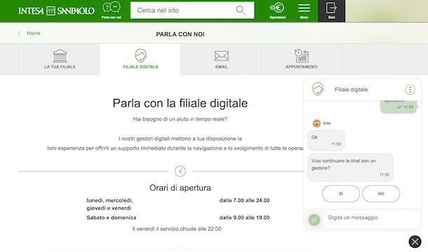 Come chattare con Intesa Sanpaolo