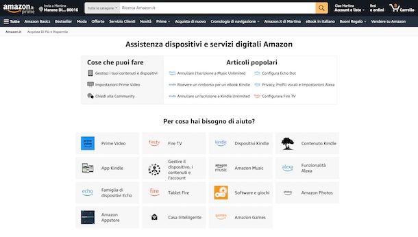 Supporto Amazon