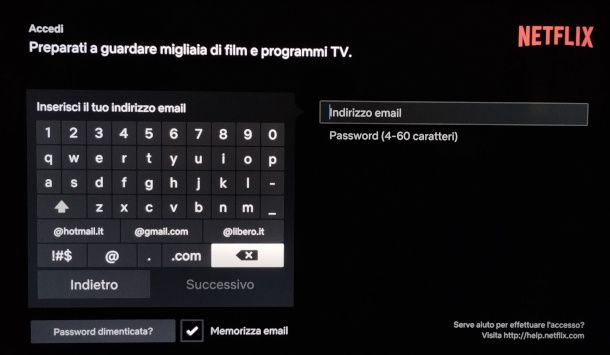 Login app Netflix Sky Q