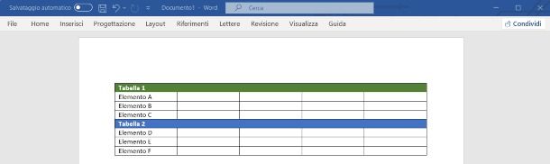 Come unire due tabelle separate in Word PC