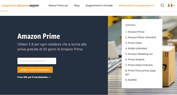 Creare link affiliati a servizi Amazon