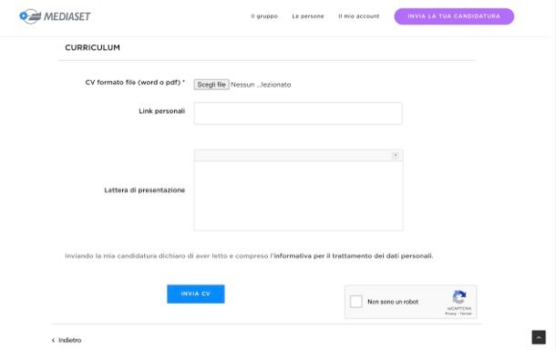 Inviare CV Mediaset