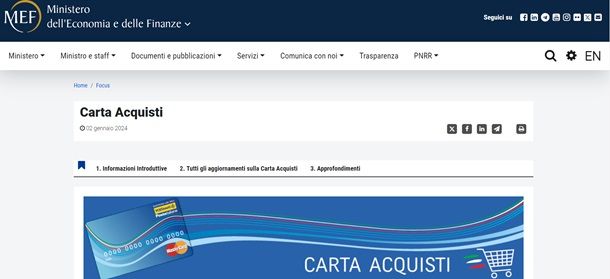 Carta Acquisti pagina Web