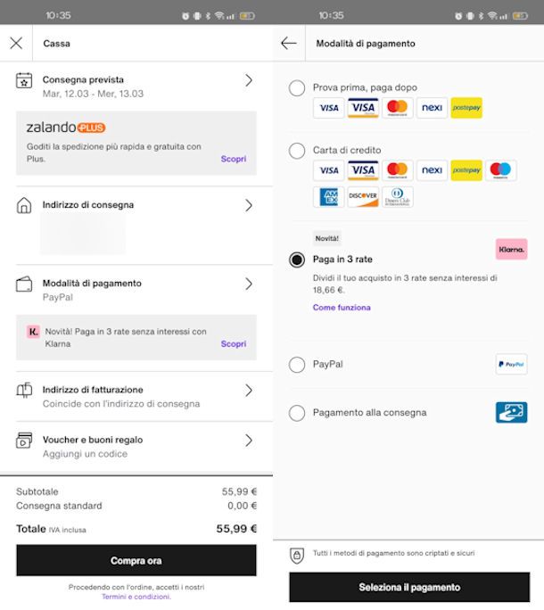 Pagare con Klarna su Zalando