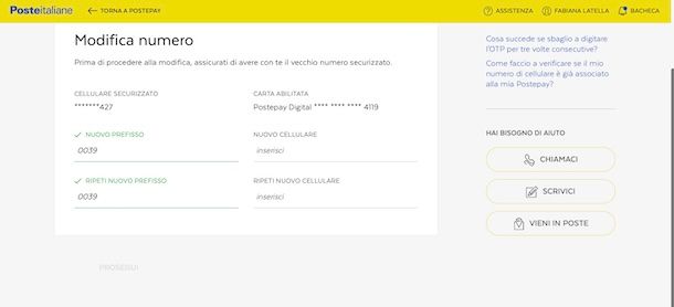 Cambiare il numero associato alla Postepay