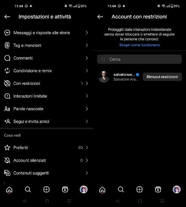 Come togliere restrizioni agli account Instagram