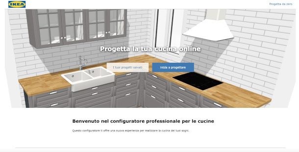 schermata iniziale configuratore cucine IKEA online