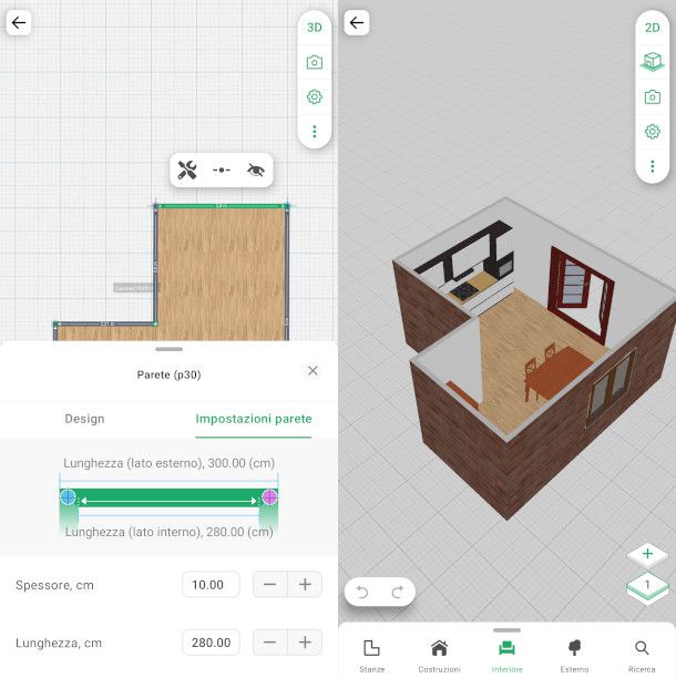 schermate app planner 5d