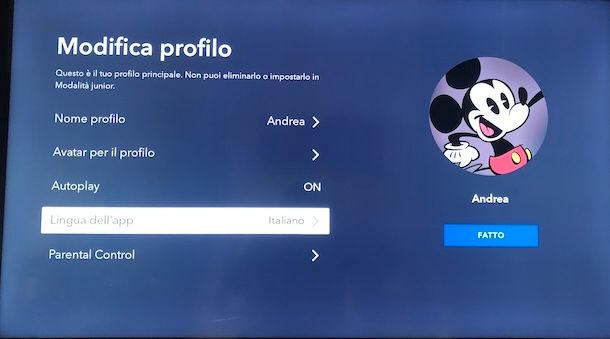 Cambiare lingua Disney+ su TV