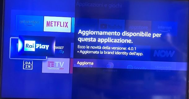 Aggiornare app Fire Stick