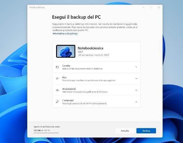 Come fare backup completo PC Windows 11