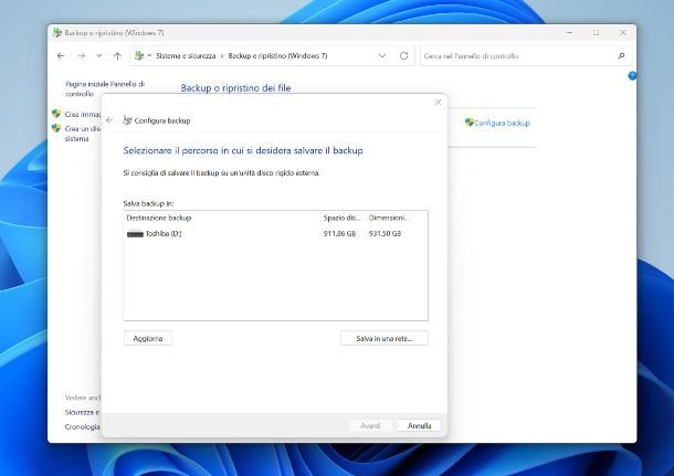 Come fare backup completo PC Windows 11 su hard disk esterno