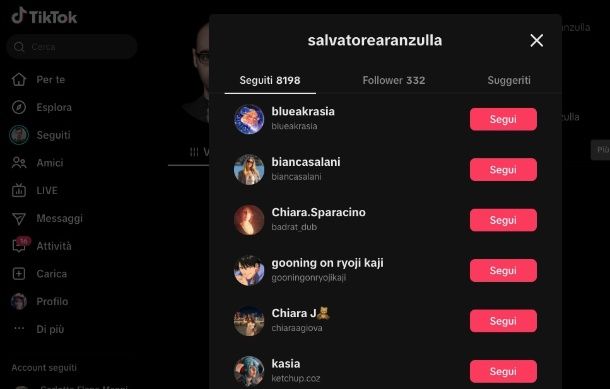 Come vedere i seguiti in ordine cronologico degli altri su TikTok