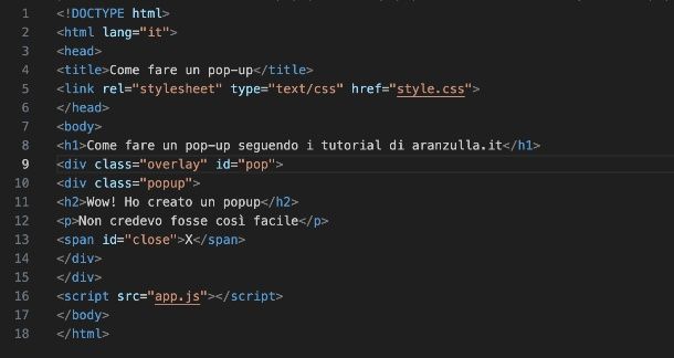 Come fare un pop-up su HTML