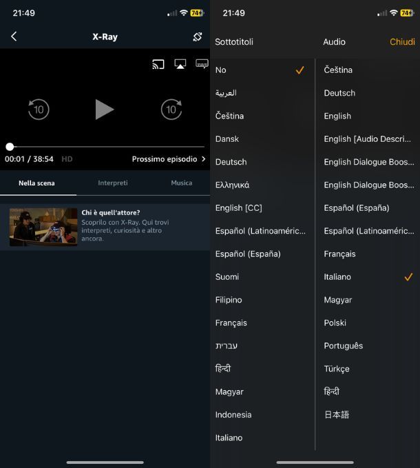 Togliere sottotitoli Prime Video