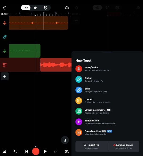 schermate app BandLab