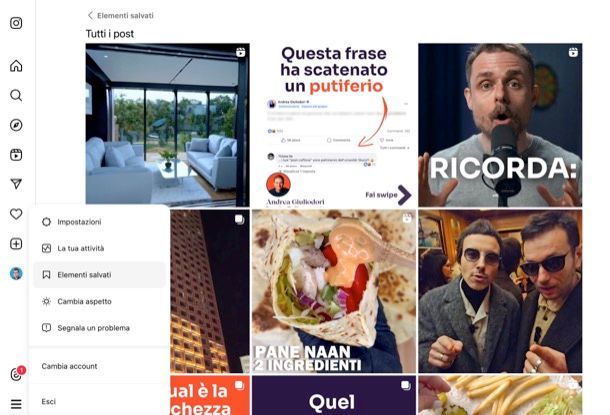 Vedere reel salvati su Instagram