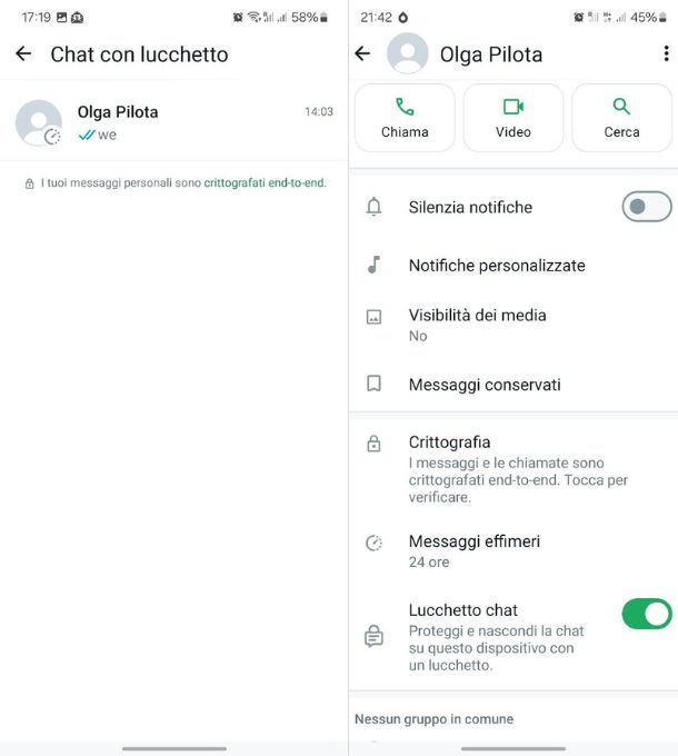 chat lucchetto whatsapp