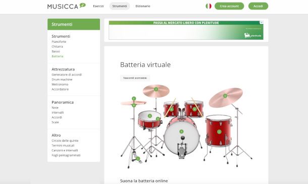 interfaccia batteria sito Musicca