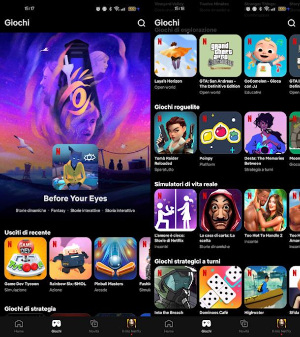 Giochi su app Netflix