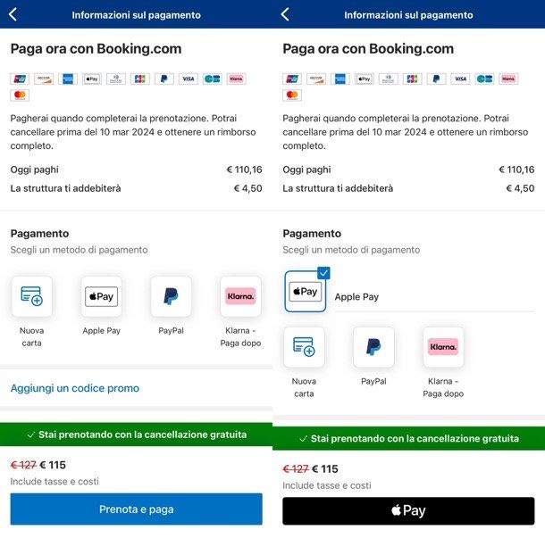 Booking Apple Pay