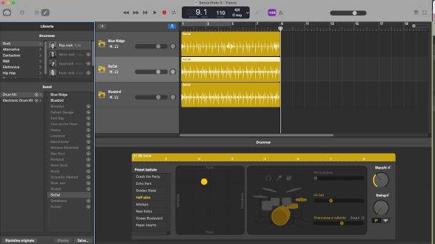 funzione Drummer su GarageBand Mac