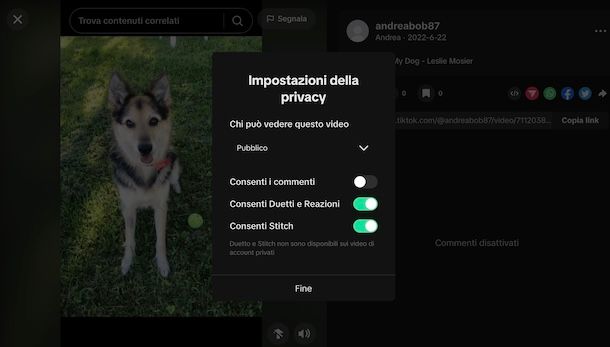 Attivare commenti su TikTok da computer