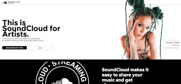 pagina Web sito SoundCloud per artisti