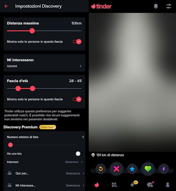 Verifica della distanza su Tinder