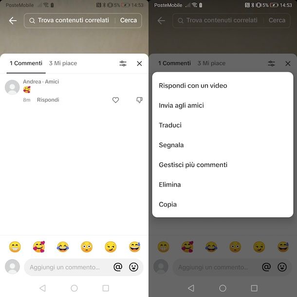 Eliminare commenti TikTok