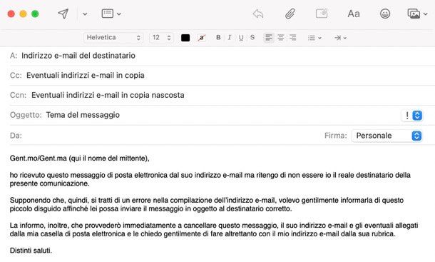 Mail ricevuta per errore