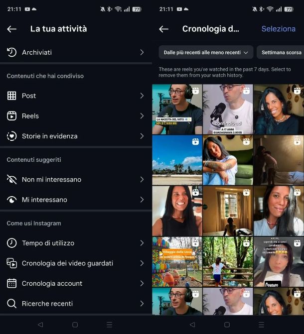 Come vedere i reel visti su Instagram