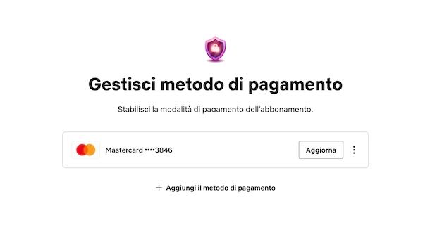 Gestire metodo di pagamento su Netflix