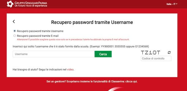 Recuperare password ClasseViva