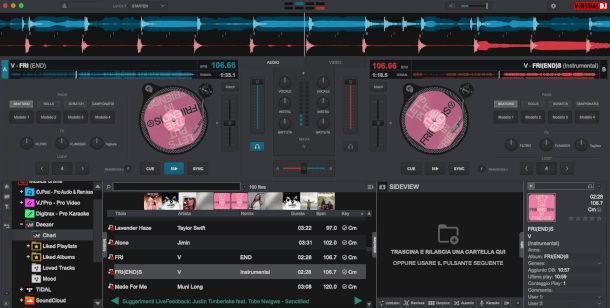 interfaccia Virtual DJ