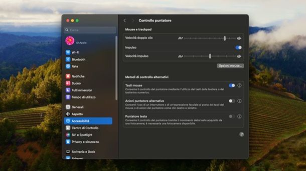 Opzioni di accessibilità Mac senza mouse