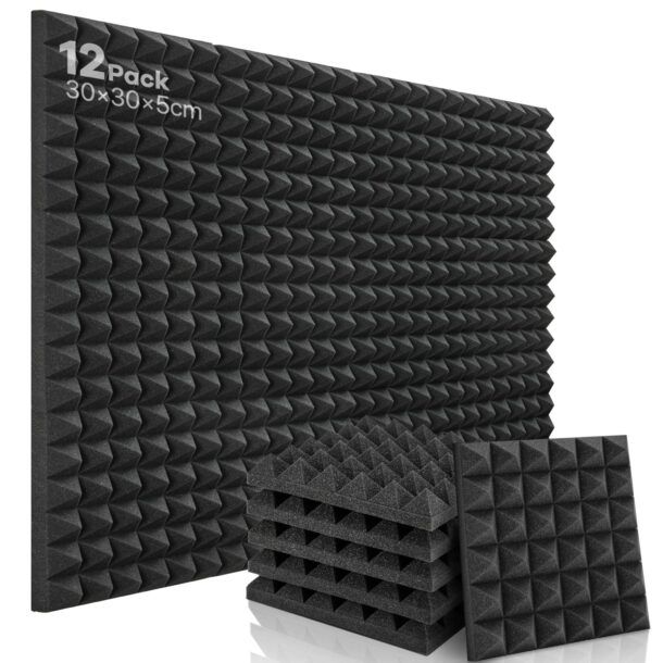 Pannelli Fonoassorbenti Piramidali 100x100x3cm - Pacco Da 10, Trattamento Acustico Per Studio, Sala, Ufficio