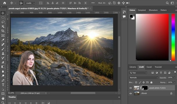 photoshop fondere immagini