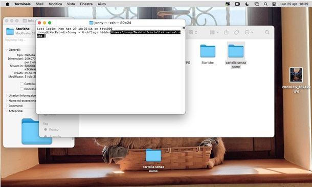 nascondere cartelle terminale mac