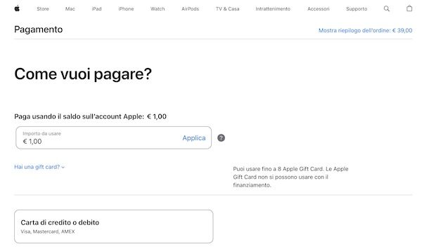 Acquistare su Apple Store