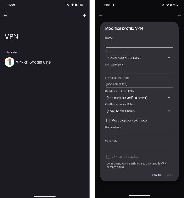 Come attivare VPN su Android