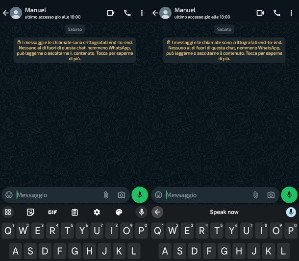 schermate digitazione vocale su Whatsapp