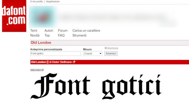 Font gotici per tatuaggi