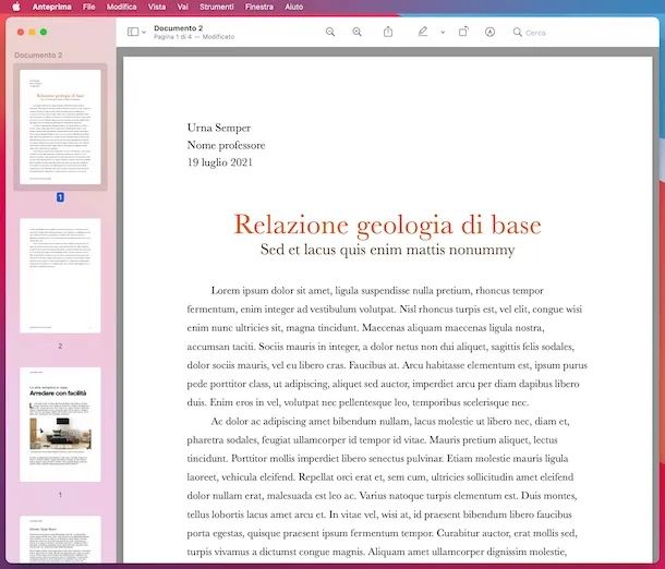 Aggiungere pagine PDF da Anteprima Mac