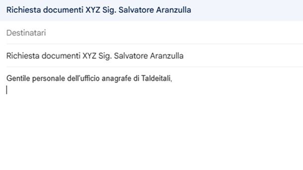 Introduzione e corpo mail