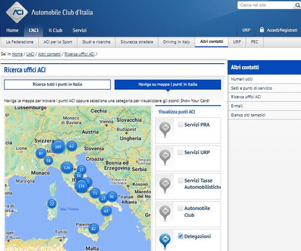 Ricerca Delegazioni ACI